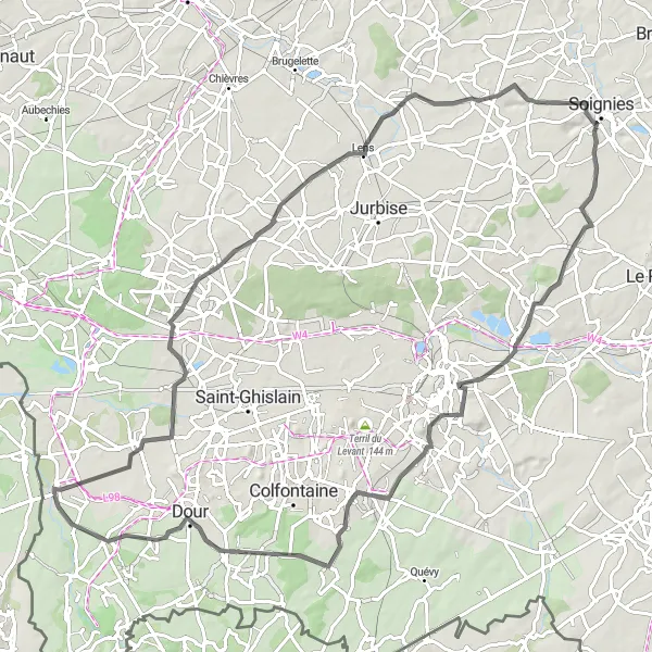 Karten-Miniaturansicht der Radinspiration "Roadtrip um Hainaut: Mont Panisel Entdeckung" in Prov. Hainaut, Belgium. Erstellt vom Tarmacs.app-Routenplaner für Radtouren