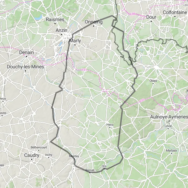Map miniature of "Road Cycling in Hainaut" cycling inspiration in Prov. Hainaut, Belgium. Generated by Tarmacs.app cycling route planner