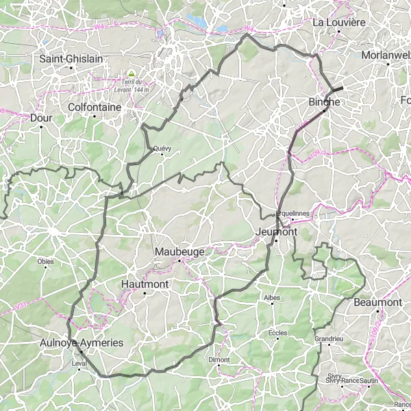 Map miniature of "Scenic Routes & Hidden Gems" cycling inspiration in Prov. Hainaut, Belgium. Generated by Tarmacs.app cycling route planner