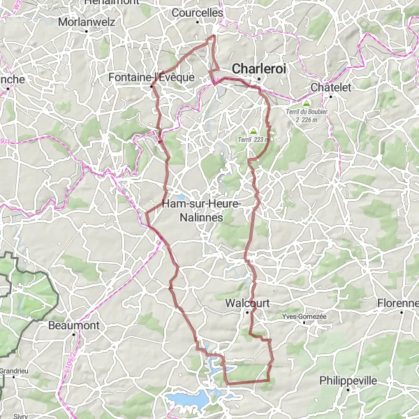 Karten-Miniaturansicht der Radinspiration "Rundfahrt zu den Höhepunkten von Hainaut" in Prov. Hainaut, Belgium. Erstellt vom Tarmacs.app-Routenplaner für Radtouren