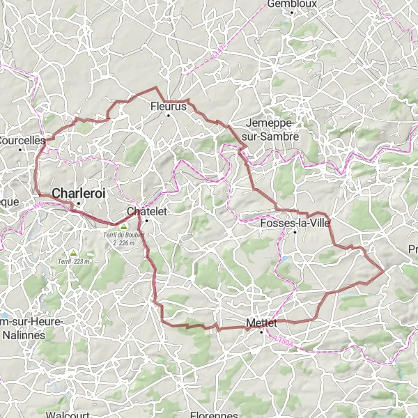 Map miniature of "The Gravel Explorer" cycling inspiration in Prov. Hainaut, Belgium. Generated by Tarmacs.app cycling route planner