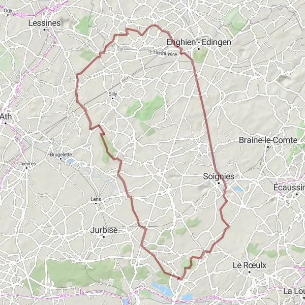 Miniatuurkaart van de fietsinspiratie "Ontdek de natuur rond Saint-Denis" in Prov. Hainaut, Belgium. Gemaakt door de Tarmacs.app fietsrouteplanner