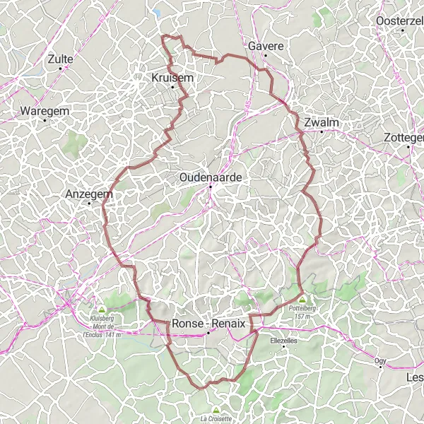 Miniatuurkaart van de fietsinspiratie "Ontdek de heuvels van Horebeke" in Prov. Hainaut, Belgium. Gemaakt door de Tarmacs.app fietsrouteplanner