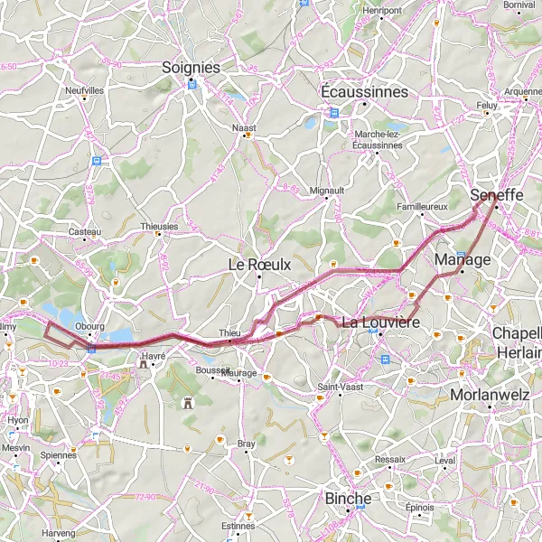 Karten-Miniaturansicht der Radinspiration "Abenteuer entlang des Kanals" in Prov. Hainaut, Belgium. Erstellt vom Tarmacs.app-Routenplaner für Radtouren