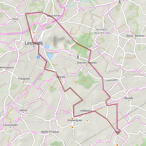 Map miniature of "Château de l'Estriverie Gravel Ride" cycling inspiration in Prov. Hainaut, Belgium. Generated by Tarmacs.app cycling route planner