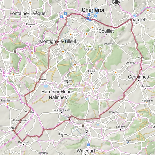 Miniatuurkaart van de fietsinspiratie "Gravelroute vanuit Strée" in Prov. Hainaut, Belgium. Gemaakt door de Tarmacs.app fietsrouteplanner