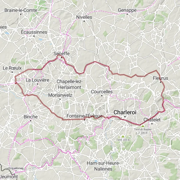 Miniature de la carte de l'inspiration cycliste "Tour du Terril du Boubier 2" dans la Prov. Hainaut, Belgium. Générée par le planificateur d'itinéraire cycliste Tarmacs.app