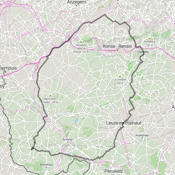 Karten-Miniaturansicht der Radinspiration "Rundfahrt von Taintignies nach Willemeau" in Prov. Hainaut, Belgium. Erstellt vom Tarmacs.app-Routenplaner für Radtouren