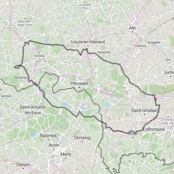 Karten-Miniaturansicht der Radinspiration "Rundfahrt von Taintignies nach Gaurain-Ramecroix" in Prov. Hainaut, Belgium. Erstellt vom Tarmacs.app-Routenplaner für Radtouren