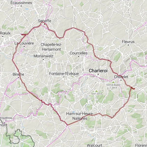 Miniatuurkaart van de fietsinspiratie "Gravelroute rond Trivières" in Prov. Hainaut, Belgium. Gemaakt door de Tarmacs.app fietsrouteplanner