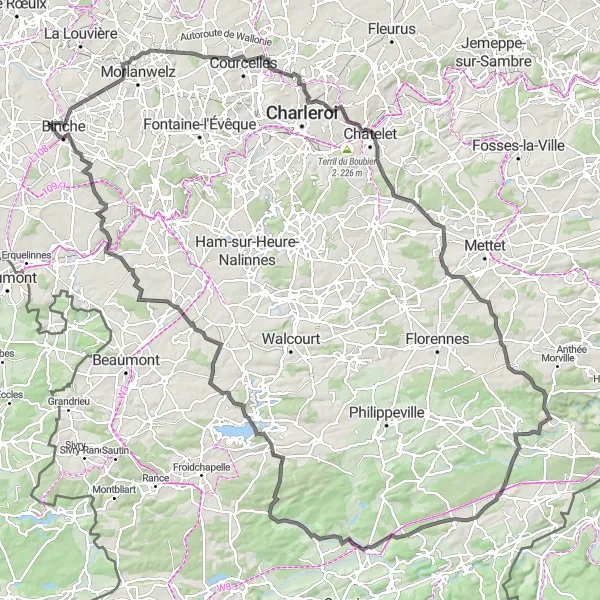 Map miniature of "The Legendary Challenge" cycling inspiration in Prov. Hainaut, Belgium. Generated by Tarmacs.app cycling route planner