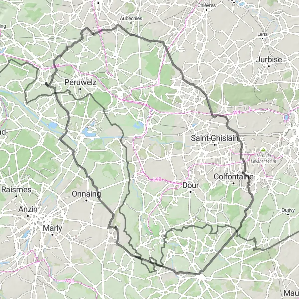 Karten-Miniaturansicht der Radinspiration "Hügelige Fahrt durch Belœil" in Prov. Hainaut, Belgium. Erstellt vom Tarmacs.app-Routenplaner für Radtouren