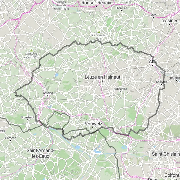 Map miniature of "Scenic Countryside Road Loop" cycling inspiration in Prov. Hainaut, Belgium. Generated by Tarmacs.app cycling route planner