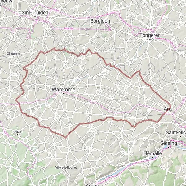 Karten-Miniaturansicht der Radinspiration "Entdeckung des Landes von Zuyl" in Prov. Liège, Belgium. Erstellt vom Tarmacs.app-Routenplaner für Radtouren