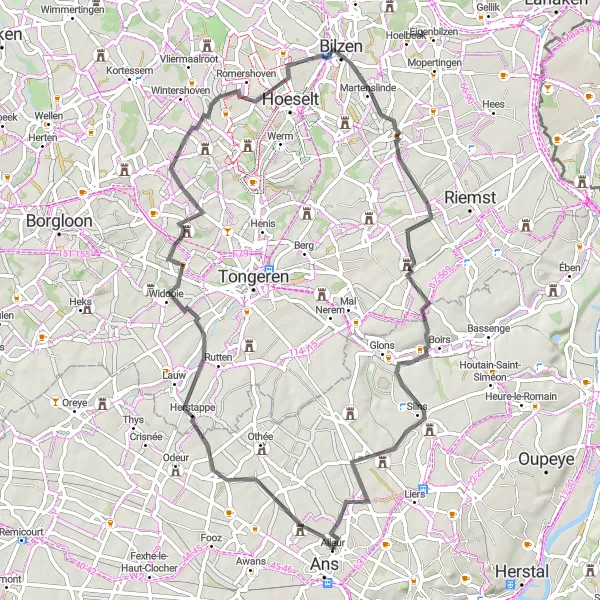 Karten-Miniaturansicht der Radinspiration "Kleine Dörfer und Natur erkunden" in Prov. Liège, Belgium. Erstellt vom Tarmacs.app-Routenplaner für Radtouren