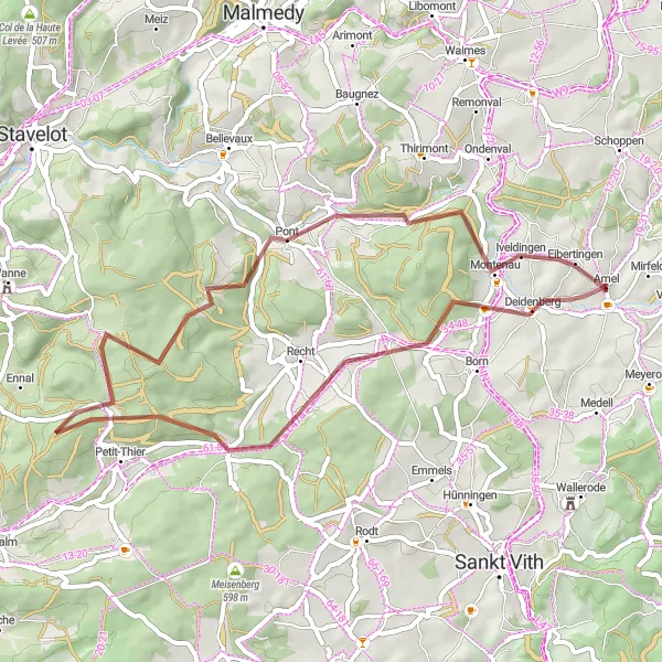 Karten-Miniaturansicht der Radinspiration "Die Poteau-Rundfahrt" in Prov. Liège, Belgium. Erstellt vom Tarmacs.app-Routenplaner für Radtouren