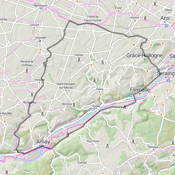 Map miniature of "Château d'Oudoumont Cycling Route" cycling inspiration in Prov. Liège, Belgium. Generated by Tarmacs.app cycling route planner