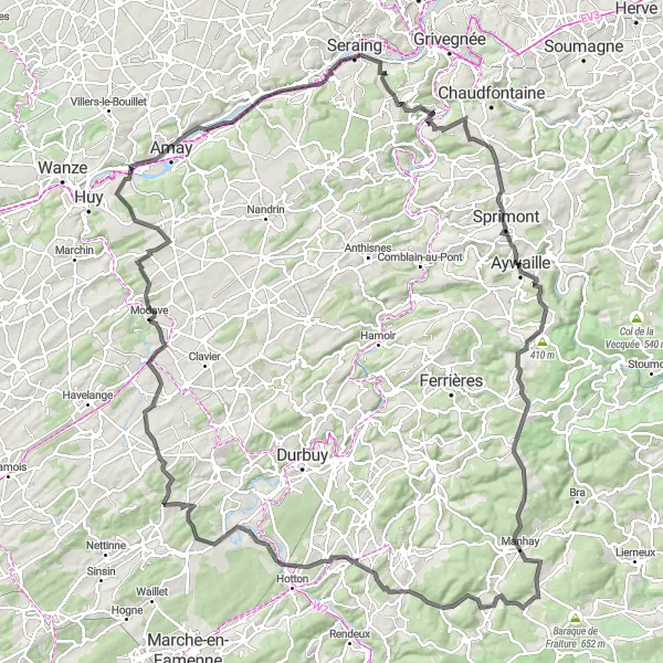 Map miniature of "The Ultimate Road Challenge" cycling inspiration in Prov. Liège, Belgium. Generated by Tarmacs.app cycling route planner