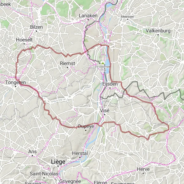 Karten-Miniaturansicht der Radinspiration "Aubel und die beeindruckenden Sehenswürdigkeiten" in Prov. Liège, Belgium. Erstellt vom Tarmacs.app-Routenplaner für Radtouren