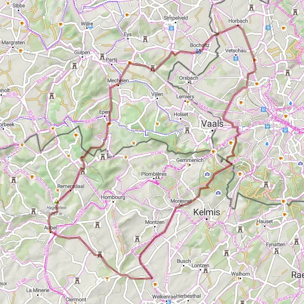 Karten-Miniaturansicht der Radinspiration "Idyllische Landschaften und natürliche Schönheit" in Prov. Liège, Belgium. Erstellt vom Tarmacs.app-Routenplaner für Radtouren