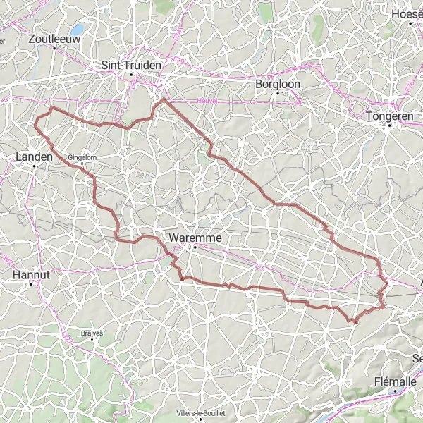 Map miniature of "Awans Gravel Loop" cycling inspiration in Prov. Liège, Belgium. Generated by Tarmacs.app cycling route planner