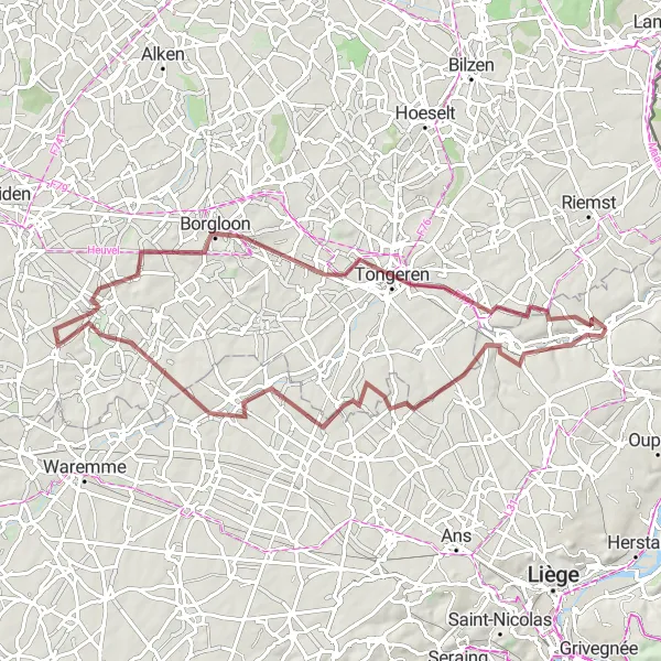 Karten-Miniaturansicht der Radinspiration "Radeln in der Umgebung von Bassenge" in Prov. Liège, Belgium. Erstellt vom Tarmacs.app-Routenplaner für Radtouren