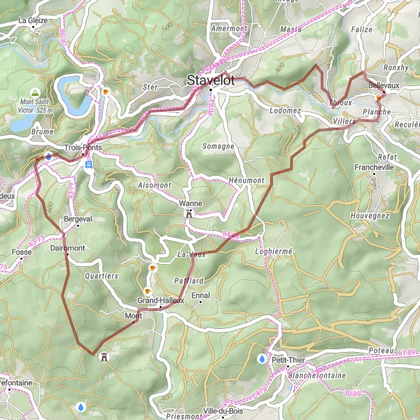 Map miniature of "Gravel Adventure Through Nature" cycling inspiration in Prov. Liège, Belgium. Generated by Tarmacs.app cycling route planner