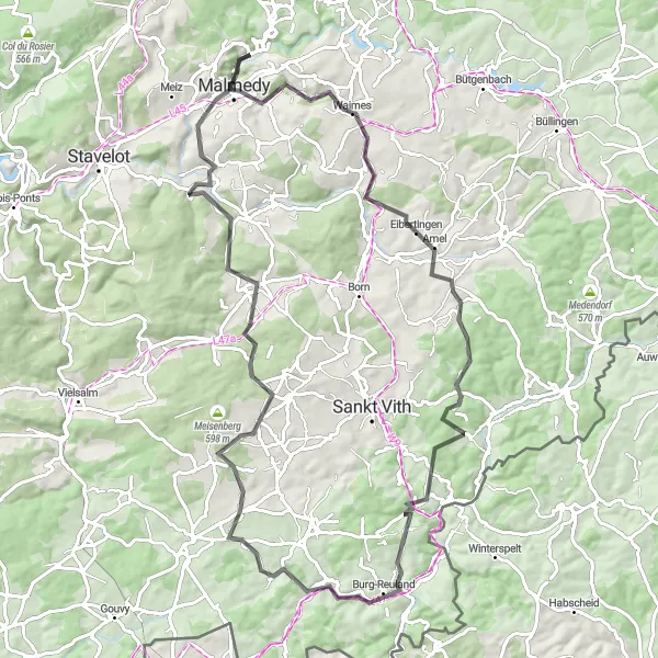 Karten-Miniaturansicht der Radinspiration "Die Straßen von Bévercé" in Prov. Liège, Belgium. Erstellt vom Tarmacs.app-Routenplaner für Radtouren