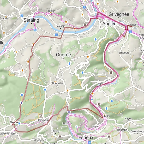 Map miniature of "Tilff Gravel Adventure" cycling inspiration in Prov. Liège, Belgium. Generated by Tarmacs.app cycling route planner