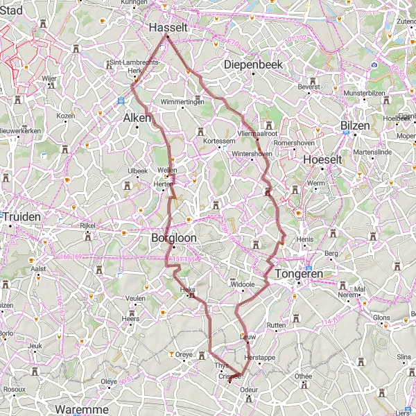 Karten-Miniaturansicht der Radinspiration "Rundfahrt durch Crisnée und Umgebung" in Prov. Liège, Belgium. Erstellt vom Tarmacs.app-Routenplaner für Radtouren