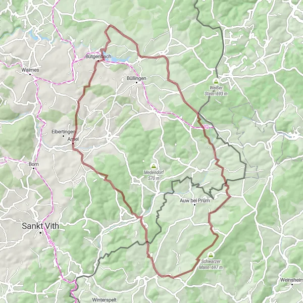 Miniatuurkaart van de fietsinspiratie "Verken de natuur rond Elsenborn" in Prov. Liège, Belgium. Gemaakt door de Tarmacs.app fietsrouteplanner