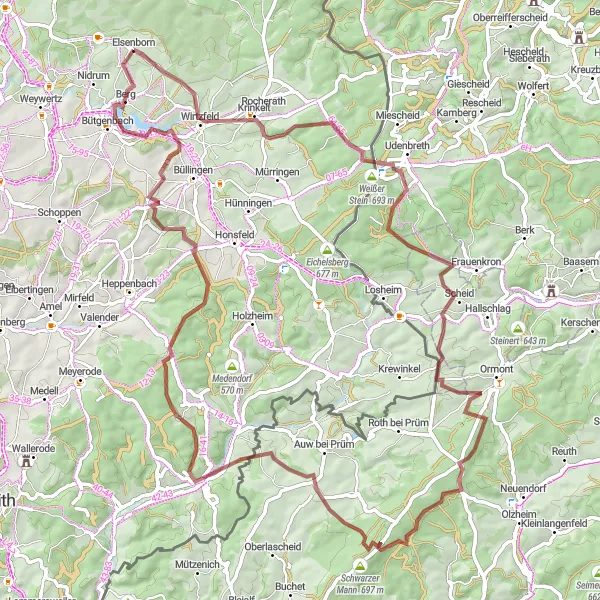 Karten-Miniaturansicht der Radinspiration "Rundfahrt ab Elsenborn: Wirtzfeld - Schwarzer Mann" in Prov. Liège, Belgium. Erstellt vom Tarmacs.app-Routenplaner für Radtouren