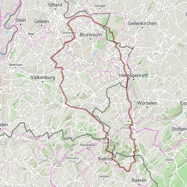 Map miniature of "Eynatten Gravel Adventure" cycling inspiration in Prov. Liège, Belgium. Generated by Tarmacs.app cycling route planner