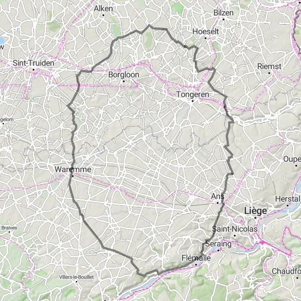 Map miniature of "Viemme Loop" cycling inspiration in Prov. Liège, Belgium. Generated by Tarmacs.app cycling route planner