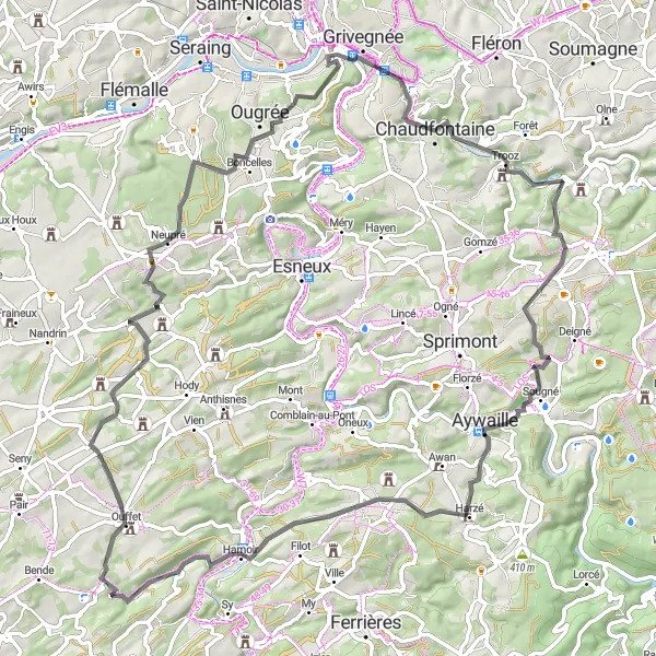 Map miniature of "The Picturesque Road Venture through Cornemont and Trooz" cycling inspiration in Prov. Liège, Belgium. Generated by Tarmacs.app cycling route planner