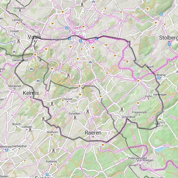 Map miniature of "Liège Loop" cycling inspiration in Prov. Liège, Belgium. Generated by Tarmacs.app cycling route planner