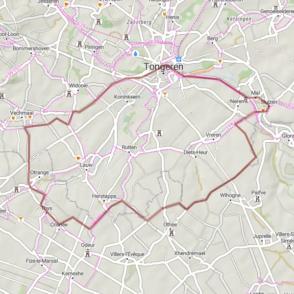 Karten-Miniaturansicht der Radinspiration "Entdeckungsfahrt durch die belgische Landschaft" in Prov. Liège, Belgium. Erstellt vom Tarmacs.app-Routenplaner für Radtouren