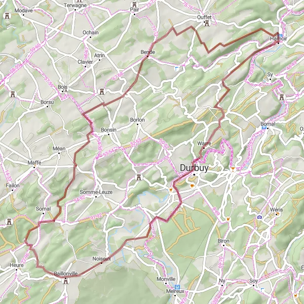 Karten-Miniaturansicht der Radinspiration "Entdeckungstour durch die Ardennen" in Prov. Liège, Belgium. Erstellt vom Tarmacs.app-Routenplaner für Radtouren