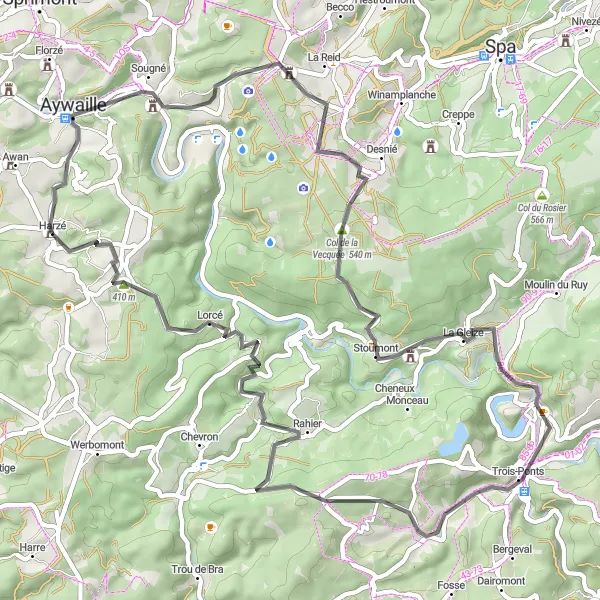 Map miniature of "Harzé Castle and Hilltop Views" cycling inspiration in Prov. Liège, Belgium. Generated by Tarmacs.app cycling route planner