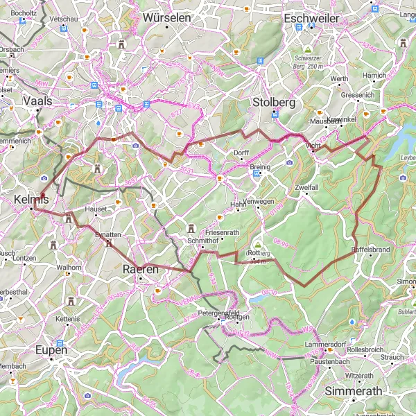 Map miniature of "Preuswald- Besseckenweg- Raeren" cycling inspiration in Prov. Liège, Belgium. Generated by Tarmacs.app cycling route planner