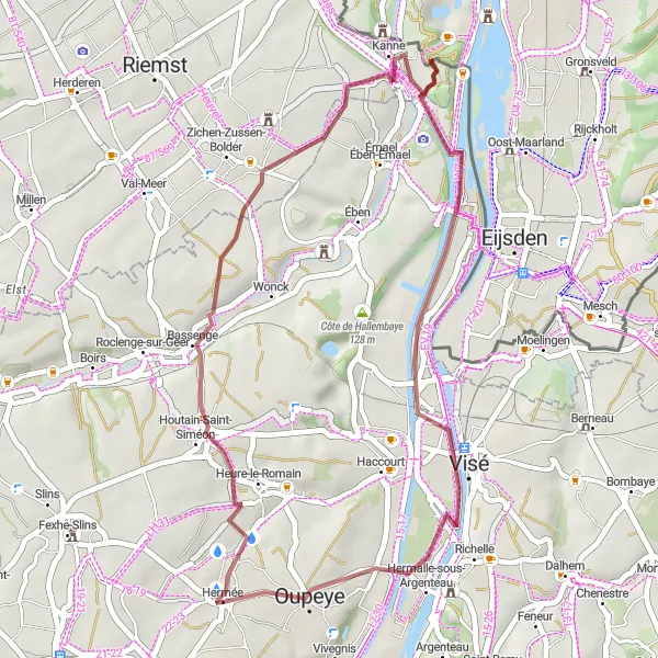 Map miniature of "Scenic Discoveries" cycling inspiration in Prov. Liège, Belgium. Generated by Tarmacs.app cycling route planner