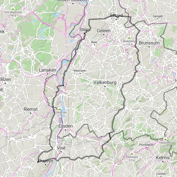 Map miniature of "Challenging Road Cycling Route near Hermée" cycling inspiration in Prov. Liège, Belgium. Generated by Tarmacs.app cycling route planner