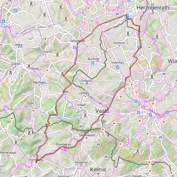 Miniatuurkaart van de fietsinspiratie "Gravelroute door Zuid-Limburg" in Prov. Liège, Belgium. Gemaakt door de Tarmacs.app fietsrouteplanner