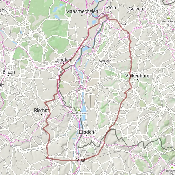 Map miniature of "Elsloo Nature Escape" cycling inspiration in Prov. Liège, Belgium. Generated by Tarmacs.app cycling route planner