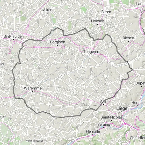 Karten-Miniaturansicht der Radinspiration "Kulinarische Entdeckungstour durch Lüttich" in Prov. Liège, Belgium. Erstellt vom Tarmacs.app-Routenplaner für Radtouren