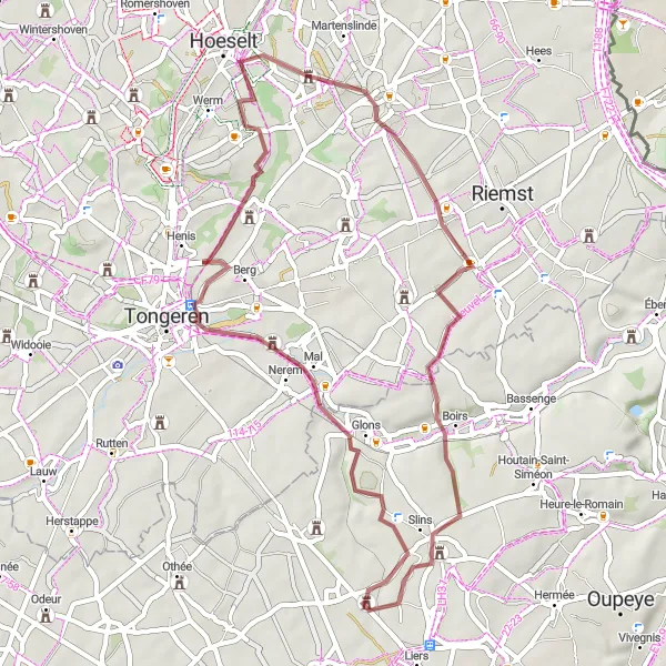 Karten-Miniaturansicht der Radinspiration "Gravelroute rund um Juprelle" in Prov. Liège, Belgium. Erstellt vom Tarmacs.app-Routenplaner für Radtouren