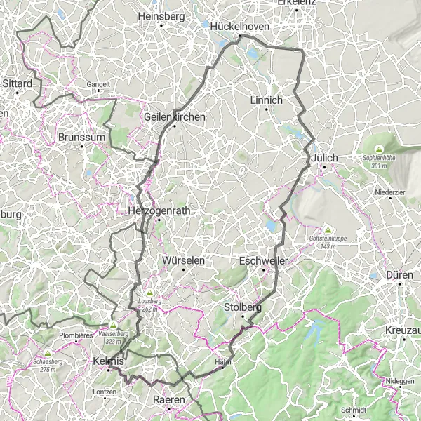 Miniatuurkaart van de fietsinspiratie "Historische Bezienswaardigheden van de Euregio" in Prov. Liège, Belgium. Gemaakt door de Tarmacs.app fietsrouteplanner