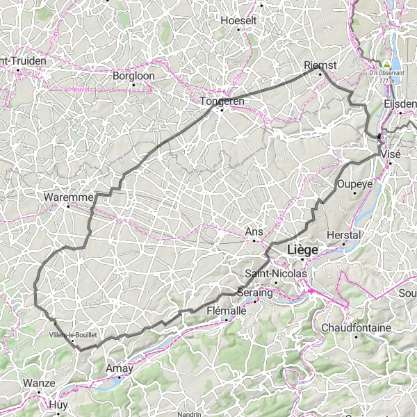 Map miniature of "Ultimate Road Cycling Adventure near Lixhe" cycling inspiration in Prov. Liège, Belgium. Generated by Tarmacs.app cycling route planner