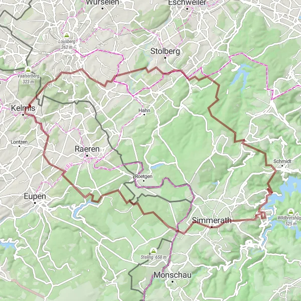 Miniature de la carte de l'inspiration cycliste "Tour de la Tour de Bismarck" dans la Prov. Liège, Belgium. Générée par le planificateur d'itinéraire cycliste Tarmacs.app