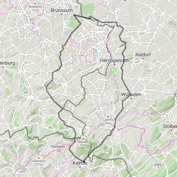 Map miniature of "Road Cycling Adventure in Belgium and the Netherlands" cycling inspiration in Prov. Liège, Belgium. Generated by Tarmacs.app cycling route planner